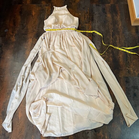 JJ's House Cream-Colored Double-Lined Halter Bridesmaid/Prom Gown, Size 2 - Picture 9 of 12